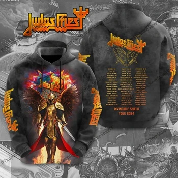 Heavy Metal Rock Judas Priest Band Felpa con cappuccio con stampa 3D Moda donna Felpa con cappuccio a maniche lunghe Felpa Cappotto invernale Donna Sweat Tour 2025 1