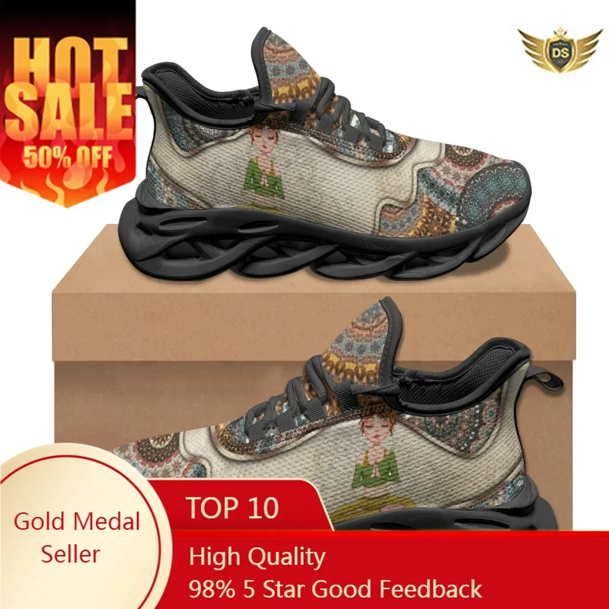 Yoga Girl Tribal Style Casual Flat Shoes Student Youth Outdoor Summer Sneakers For Women Lightweight Non-slip Vulcanized Shoes