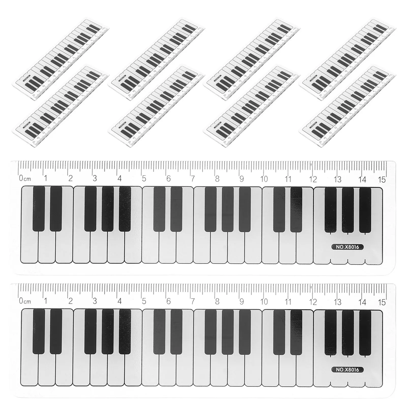 10Pcs 학생 자 세트 15Cm 피아노 패턴 학교 음악 교육을위한 플라스틱 미터법 자 그리기 측정 문구 도구 키트