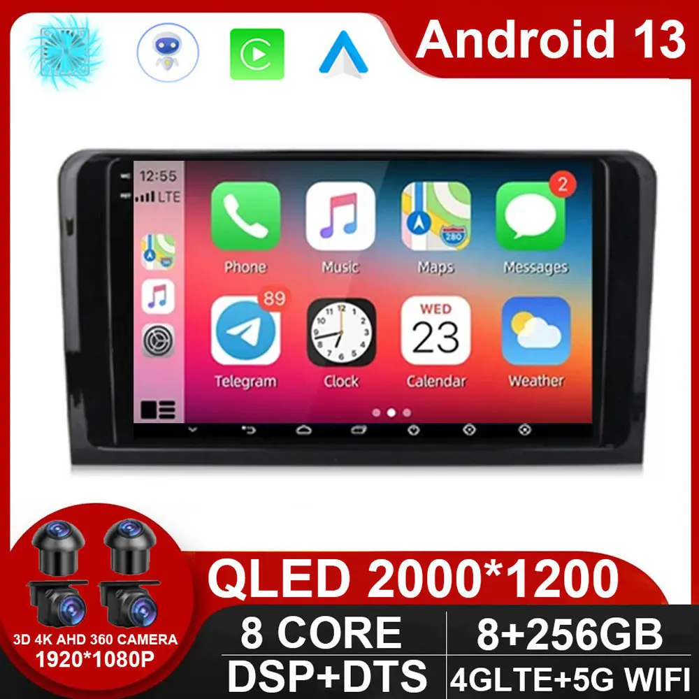 

Car Stereo 2 DIN Android 13 CarRadio For Mercedes Benz ML GL W164 ML350 ML500 GL320 X164 ML280 GL350 GL450 Auto Audio NO DVD