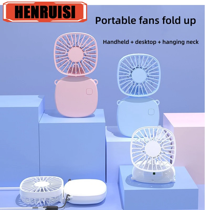 

USB Rechargeable Small Fan, Convenient Strap Mounted, Foldable Desktop, High Wind Power, Multi Range, Adjustable, Summer