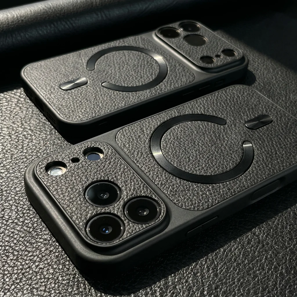 Premium Magnetic Faux Leather Wireless Charging Phone Case - Shockproof & Soft TPU Cover