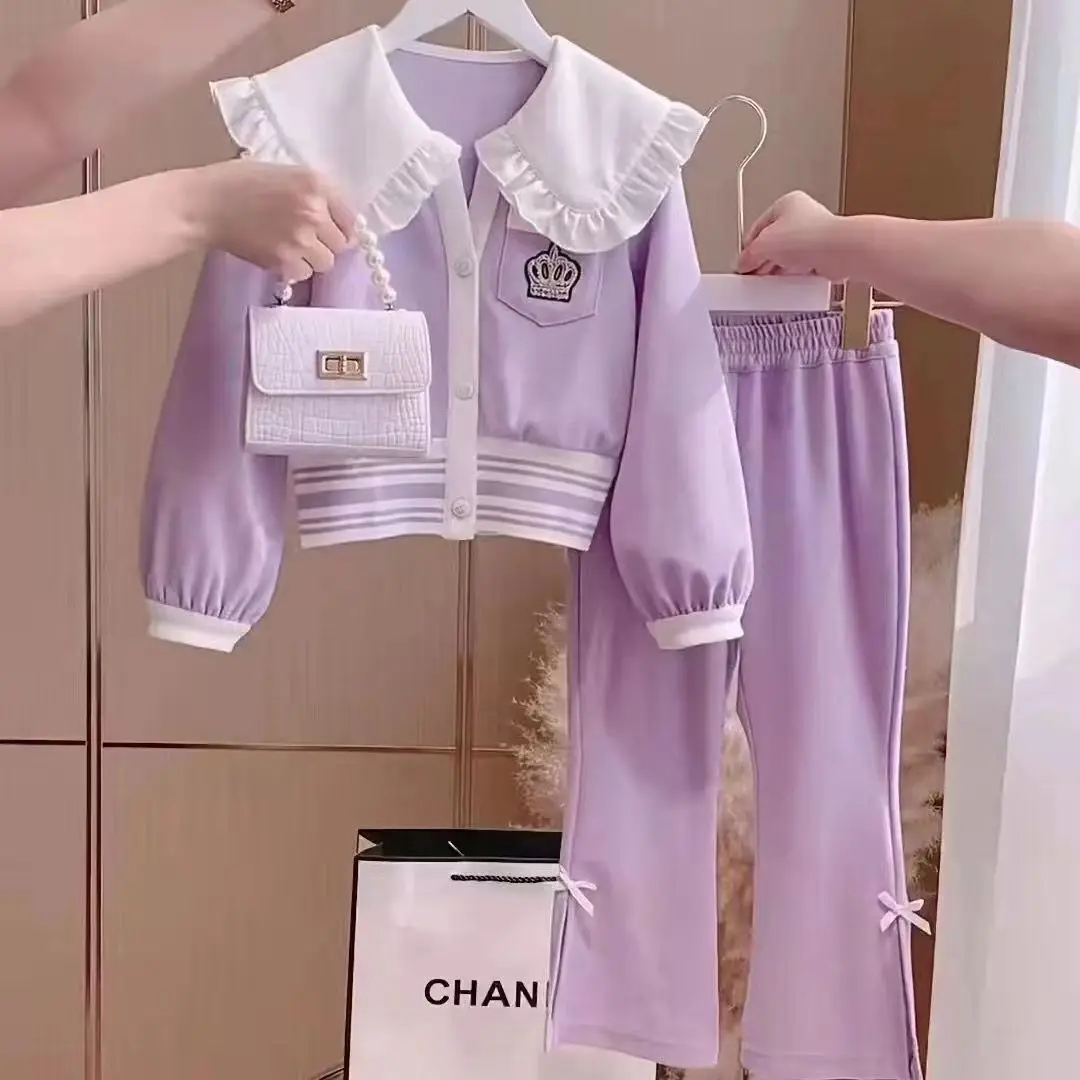 

Girls Spring And Autumn Set 2023 New Fashionable And Children's Autumn Doll Face Girls Casual Two Piece Set Trend Kids Outfits