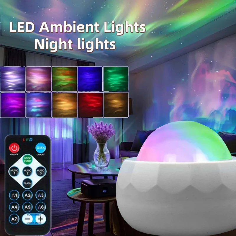 Galaksi Yıldızlı Gökyüzü Projektör Lambası LED Gece Lambası Uzaktan Kumandalı 7 Mod USB Girişli Çocuk Odası Parti Dekoru Hediye Otomatik Döndürme