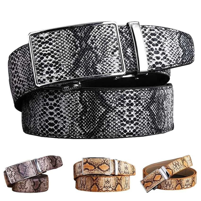 Fashion Men'  Cowhide Waist Belt  Snake Pattern Waist Belt Business Waistband Casual Waist Straps