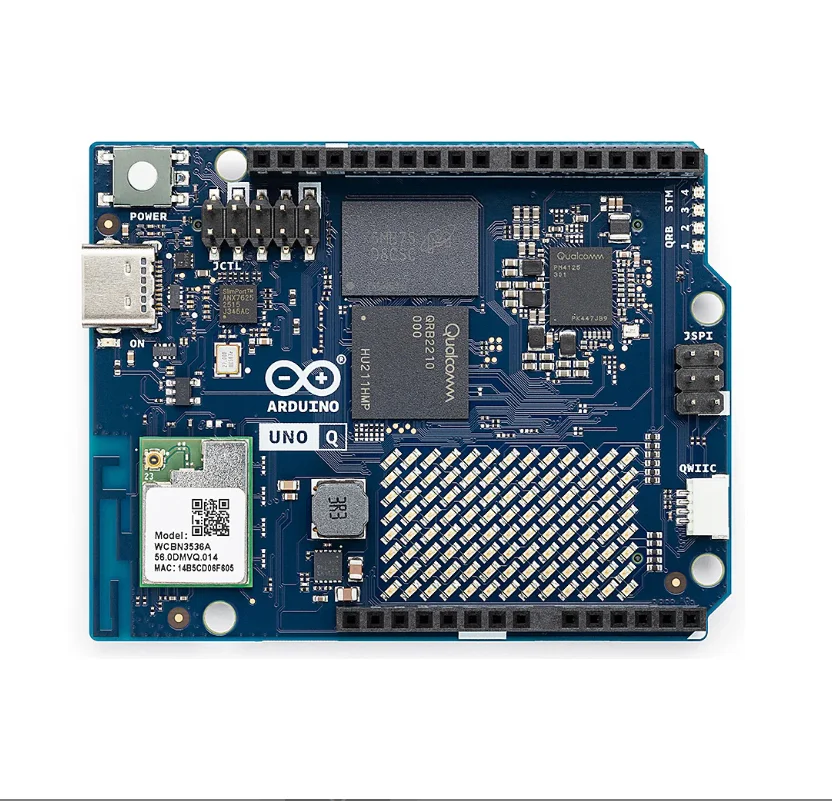 Arduino UNO Q 4GB AI Kartı - Çift Çekirdekli Linux Debian ve Gerçek Zamanlı İşletim Sistemi, Wi-Fi 5, Robotik, Kenar Yapay Zekası, Nesnelerin İnterneti için Bluetooth 5.1