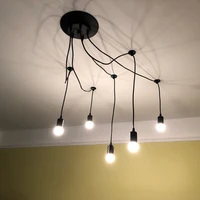 Black Spider Chandelier 1.2/1.5/2m Vintage Loft decor Adjustable E27 Edison Bulb Light 6