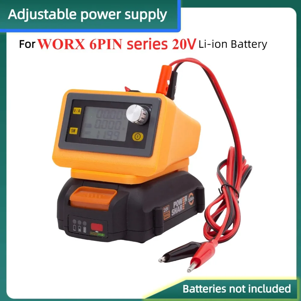 Portable DC 6V-55V To 0-50V 5A 8A 250W 400W CNC Adjustable Power Converter, FOR WORX 6PIN Series 20V Li-ion Battery（No Battery） portable bps18d 20v to 18v battery adapter replacement compatible fireproof abs usb battery converter for porter accessories