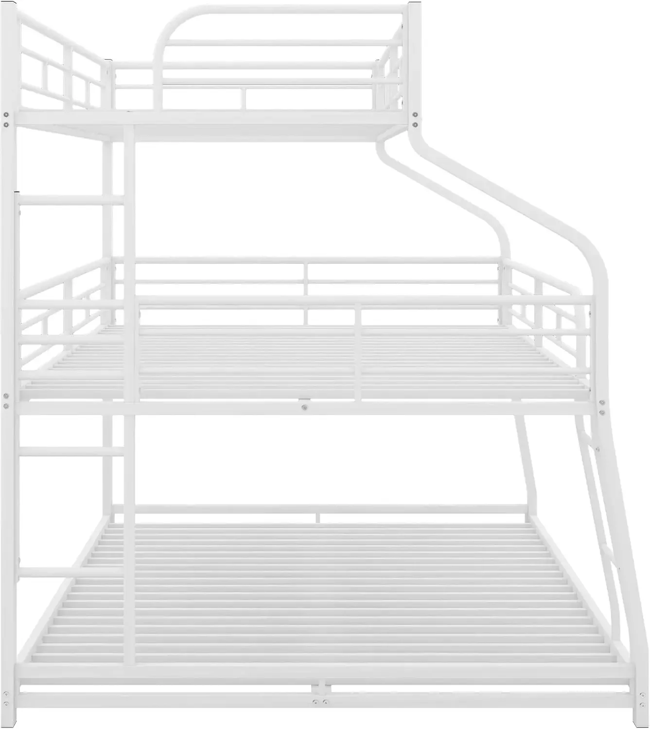 3 in 1 Triple Bed,Heavy Duty 3 Beds Bunk Bed with Guard Rails & 2 Ladders for Kids,Teens, Adults,White 5