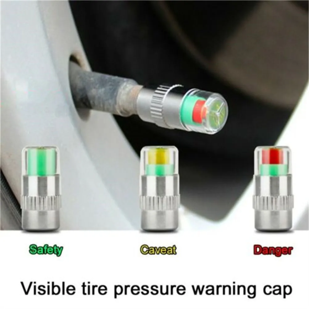 

8Pc New Car Tire Pressure Monitor Valve Cap W/Sensor Indicator 3 Color (Plastic Core) Universal Fit Tire Accessories Metal+PC