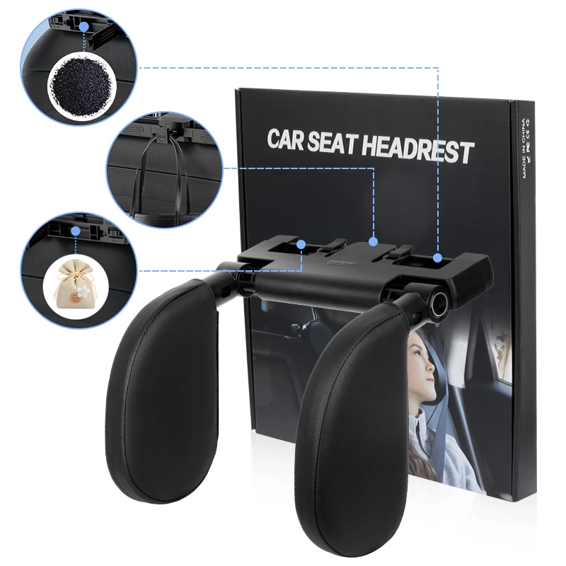 Car Headrest, Universal 360&deg; Adjustable, Auto Cervical, with Memory Foam & Side Pads, Ergonomic One-Click, for BMW Benz