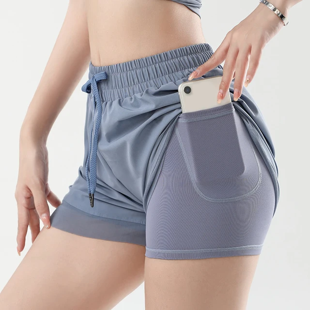 Pantalones cortos de gimnasio con bolsillo para mujer, mallas de cintura alta, pantalones de yoga para fitness, levantamiento de cadera - Imagen 5