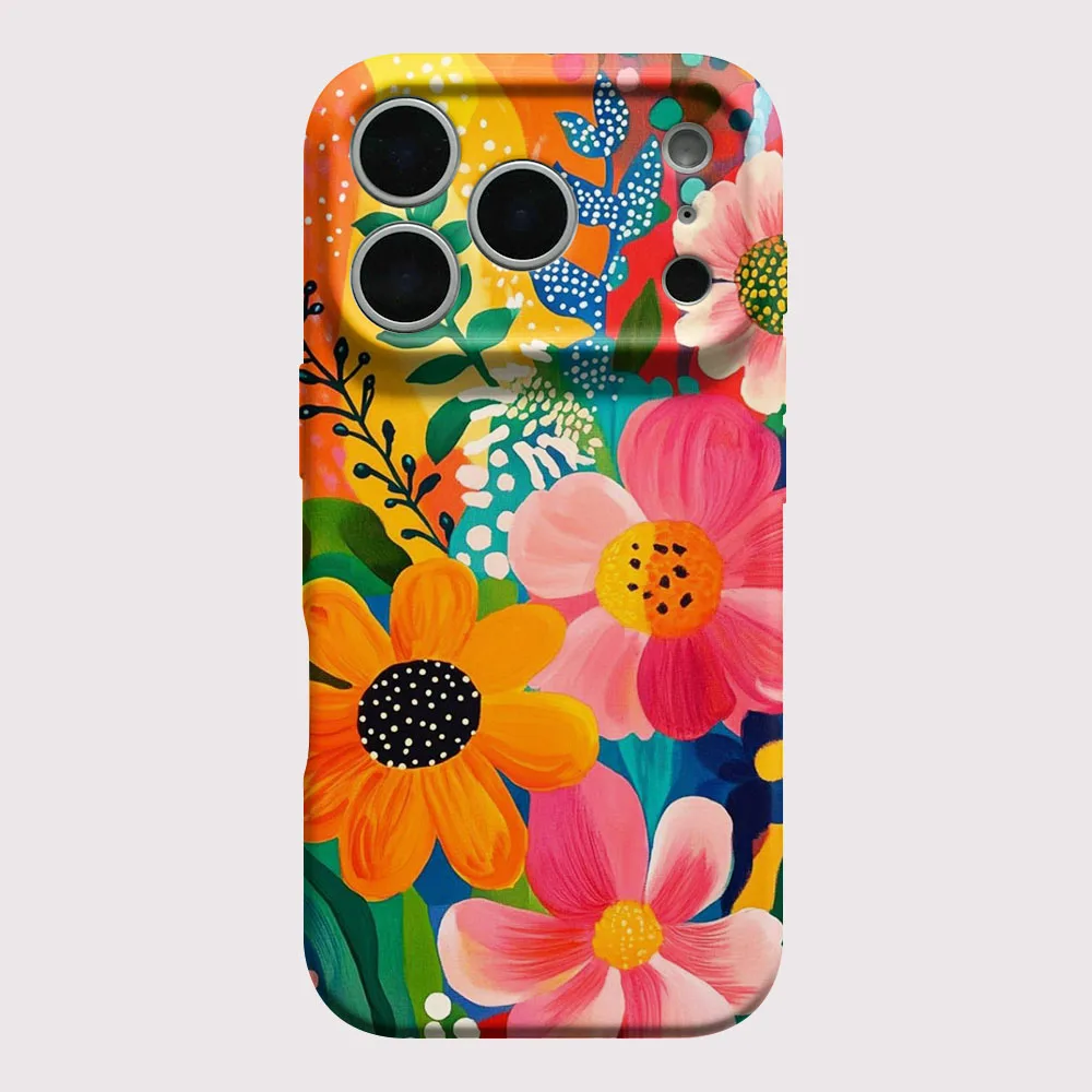 Elegant Floral Shockproof Phone Case with Hard PC Bumper Cover