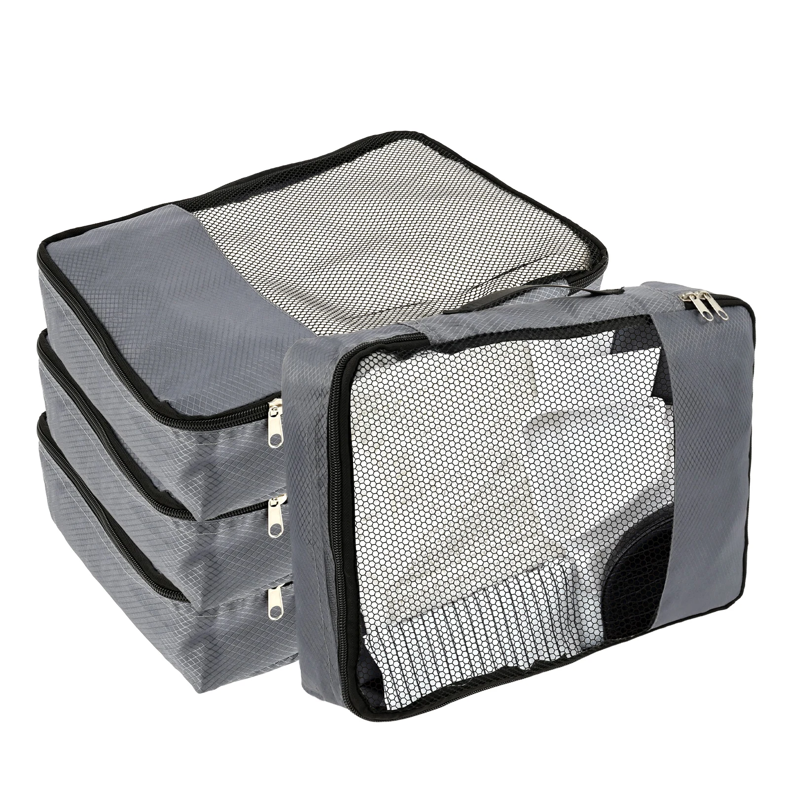 Juego de viaje de 4 Uds., bolsas de almacenamiento, cubo, organizador de tela Oxford con cremallera, bolsas de malla de clasificación de ropa portátiles para maleta