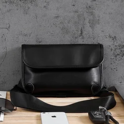 Casual Fashion Crossbody Bag Men Small Square Bag Soft PU Leather Shoulder Bag Mens Mobile Phone Bag Handbag Male Messenger Bag
