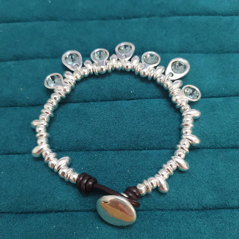 Exquisite European and American Original Fashion Electroplating 925 Silver Multiple Green Crystals Bracelet Elegant Jewelry Gift