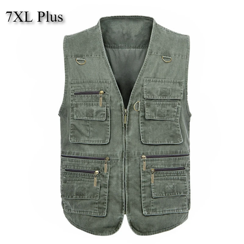 Veste de pêche homme 7XL été 16 poches, parka multi-poches coton pour randonnée et extérieur