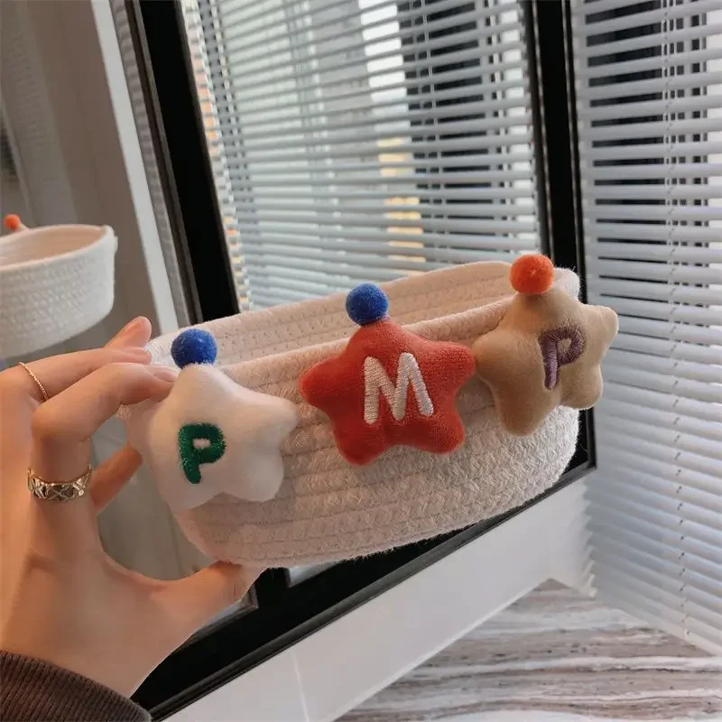 

Мультяшный Настольный ящик для хранения, хлопковая семейная корзина для хранения закусок, косметики, спальни