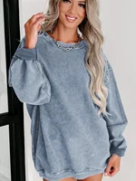 Womens Crewneck Oversized Corduroy Corded Sweatshirt Casual Long Sleeve Trendy Pullover Comfy Tops 1