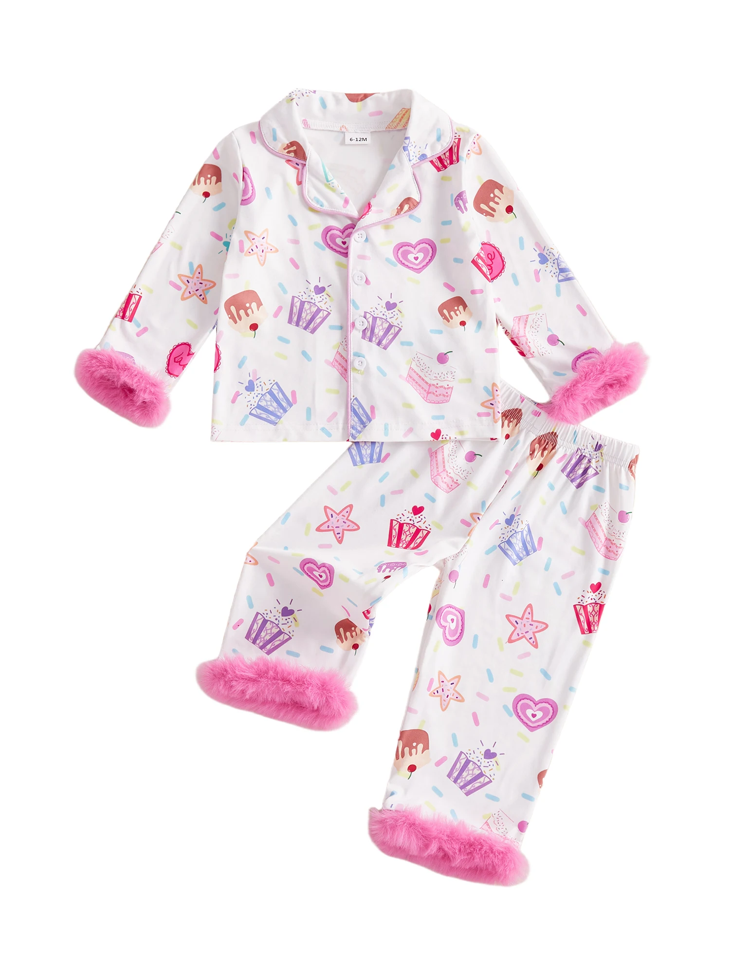 Girls Unicorn Pajamas Set Rainbow Print Long Sleeve Tops with Elastic Waist Pants Sleepwear for Birthday Kids