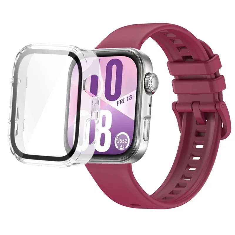 Breathable Silicone Strap with Protective Tempered Glass Screen and HD PC Case