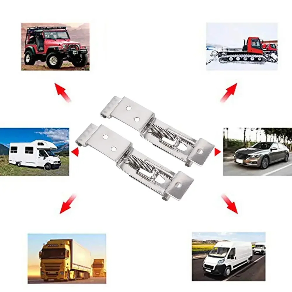 License Plate Holder 2pcs Car License Plate Frame Holder Trailer Number Plate Clips Spring Loaded Stainless Steel Bracket Truck Frame Holder Clamp