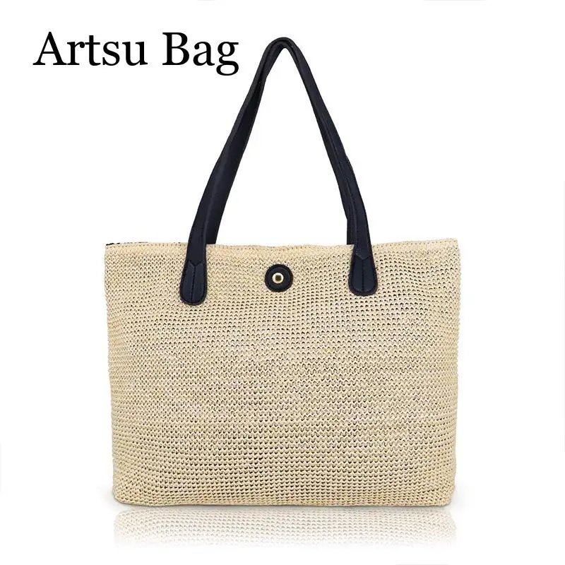 

Grass Woven Tote Bag 2024 New Summer High Quality Large Capacity Casual Handbag for Women Travel Holiday Shoulder Bag
