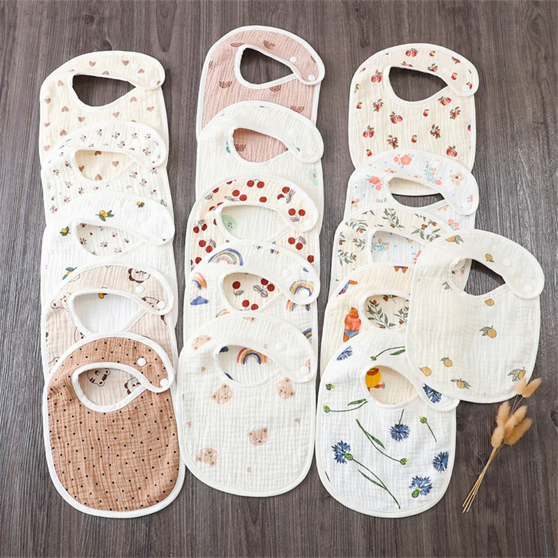 Cute Newborn Cotton Baby Bibs Cartoon Print Burp Cloths Bandana for Kids Boys Girls Soft Saliva Towel Infant Feeding Drool Bib cute baby feeding drool bib floral infants saliva towel adjustable soft cotton burp cloth for newborn toddler kids bibs new