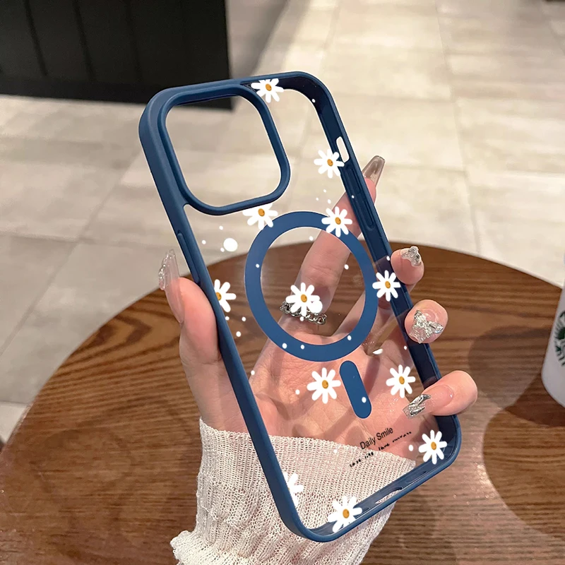 iPhone Magnetic Case with Small Daisy Pattern 14