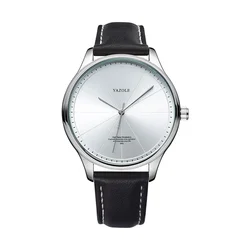 Luxury Men's Quartz Watch with Leather Strap - Elegant Business Style - No (Black White)