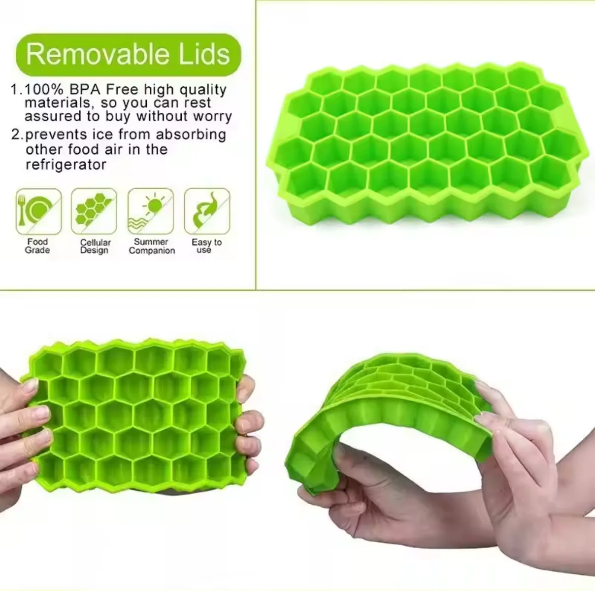 Ice Mold 1pcs Honeycomb 37 Lattice Cube Tray Maker Without Lid DIY