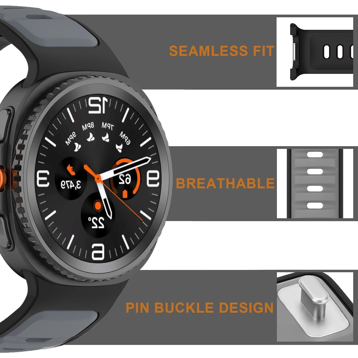 Two-Tone Elastic Silicone Sport Strap