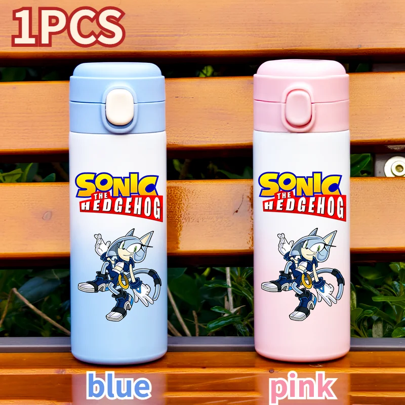 Sonic The Hedgehog - Vaso de agua aislado de acero inoxidable de gran capacidad para niños, color degradado, 420 ml, portátil, para deportes al aire libre