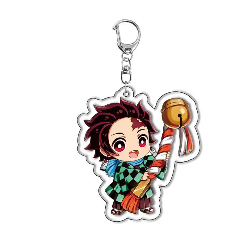 Porte-clés en acrylique version Q Demon Slayer, pendentif dessin animé Kamado Tanjirou Nezuko, cadeau de bande dessinée anime, accessoires de cosplay 2