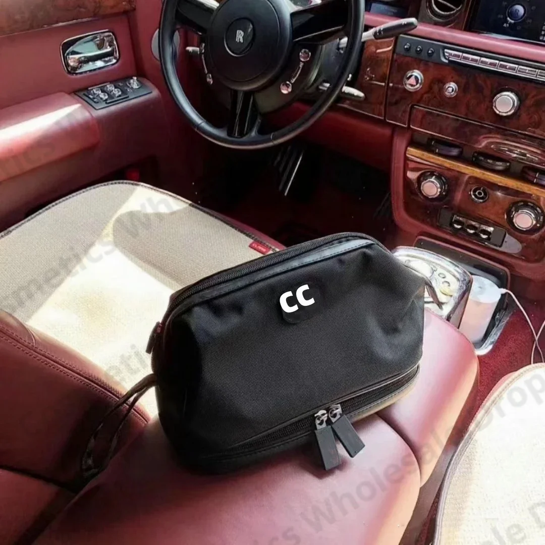 

Большая косметичка CC Beauty, черная нейлоновая дорожная водонепроницаемая сумка для туалетных принадлежностей, сумка для хранения кистей для макияжа, 26 см * 20 см * 14 см