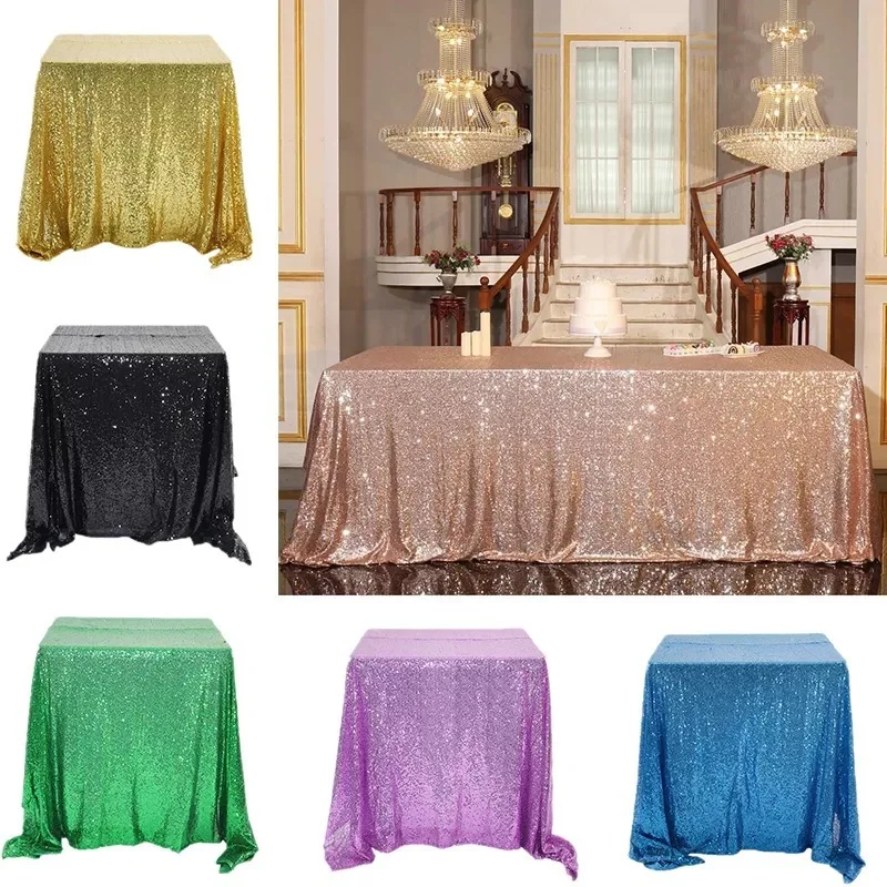 

300x120cm Rectangular Table Cover Glitter Sequin Table Cloth Rose Gold Tablecloth For Wedding Birthday Party Home Decoration