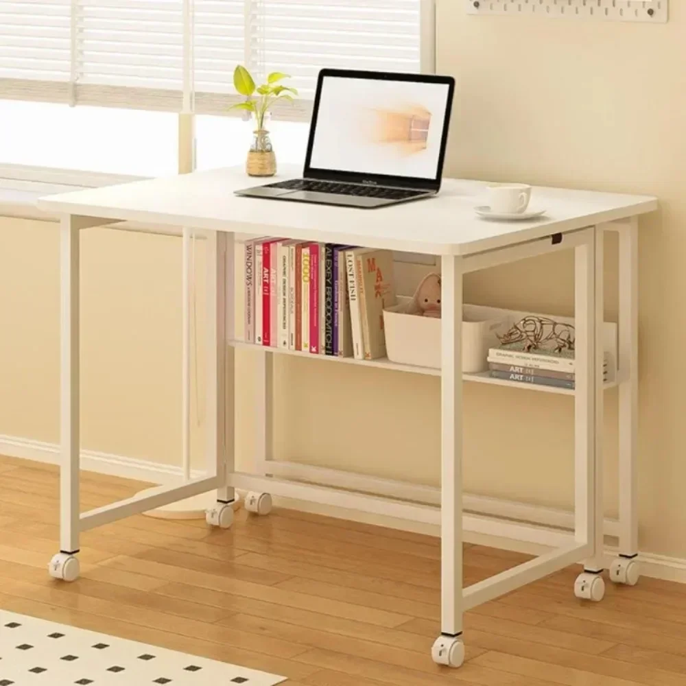 Folding Computer Desk Study Computer Desks for Home Office Portable Computing Stand With Wheel Multifunctional Foldable Desk