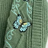 Dark Green Cardigan with Butterfly Embroidered Female Autumn Winter Letter Patch Knitted Cardigan Women 2024 New Sweaters Tops 3
