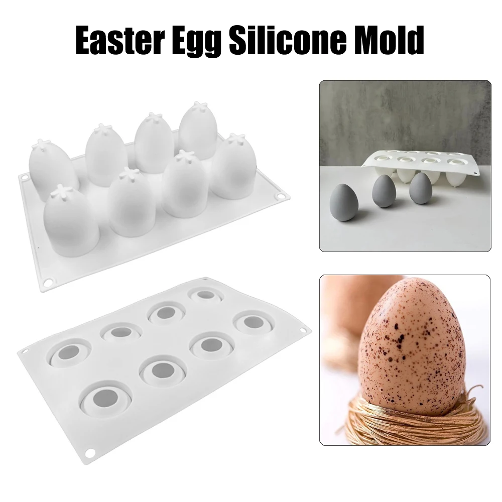 

3D Egg Candle Silicone Mold DIY Mousse Chocolate Cake Craft Baking Tool Easter Simulation Egg Resin Plaster Mold Home Decor