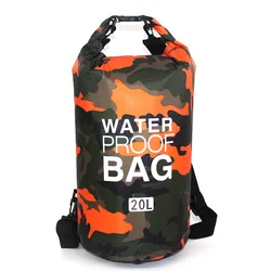 Outdoor Camouflage Waterproof Dry Bags 2/5/10/15L/30L Portable Rafting Diving Dry Bag Sack PVC Swimming Bags for River Trekking