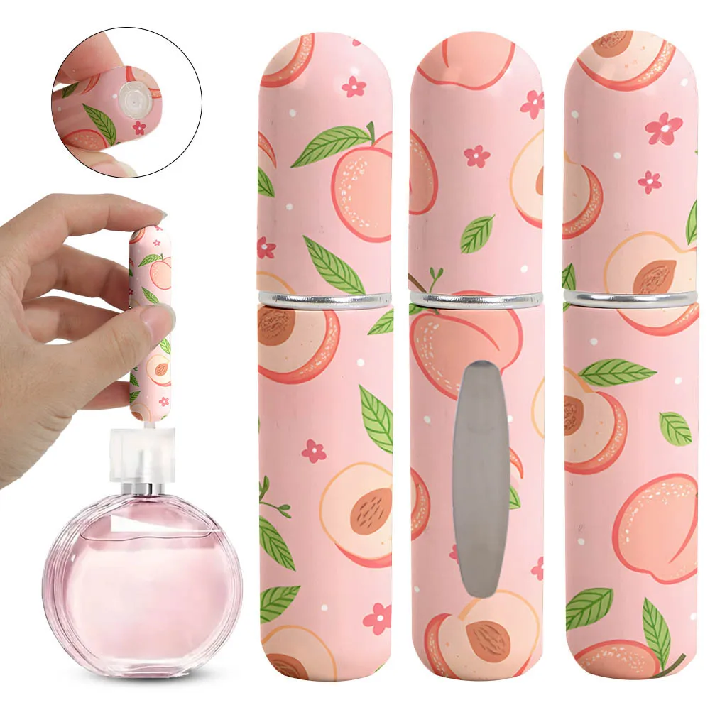 Charming Mini Flower Pattern Refillable Perfume Bottle with Pendant - 5ml Cosmetic Container