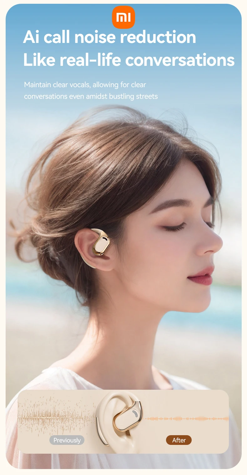 XIAOMI TWS M76 Wireless Earphone Bluetooth Ear Hook Sport Running Headphone HIFI Stereo Sound LED Display Headset Built-in Mic