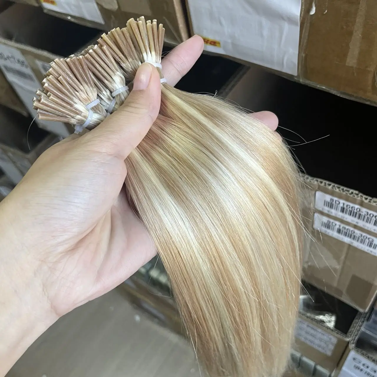 Highlight Blonde I Tip Human Hair Extensions 12-20 inches Micro Ring Hair Straight 50pcs/pack 30g Real Human P27-613#