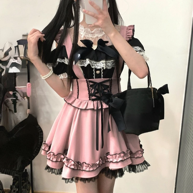 Y2k Aesthetic Streetwear Patchwork Mini Skirt Summer Fairy High Waist Vintage Bandage Women Skirts Harajuku Sweet Kawaii Faldas 3