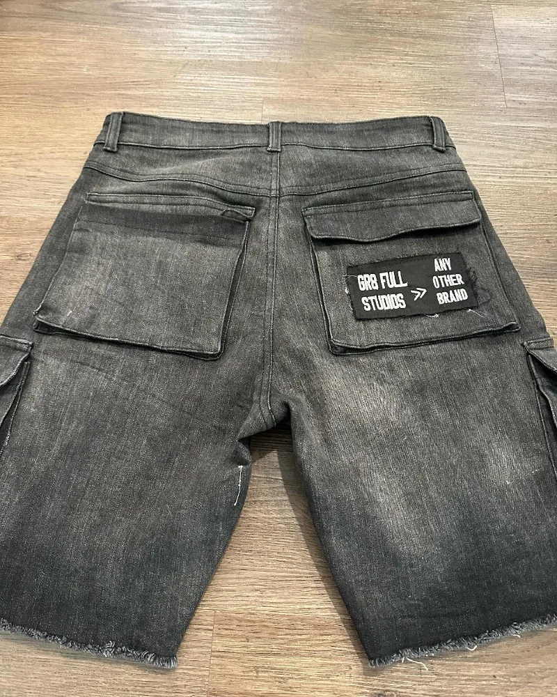 Y2K Harajuku Style Letter Patch Embroidery Baggy Denim Shorts Men Vintage Streetwear Hip Hop Pop Punk Casual Joker Shorts denim shorts