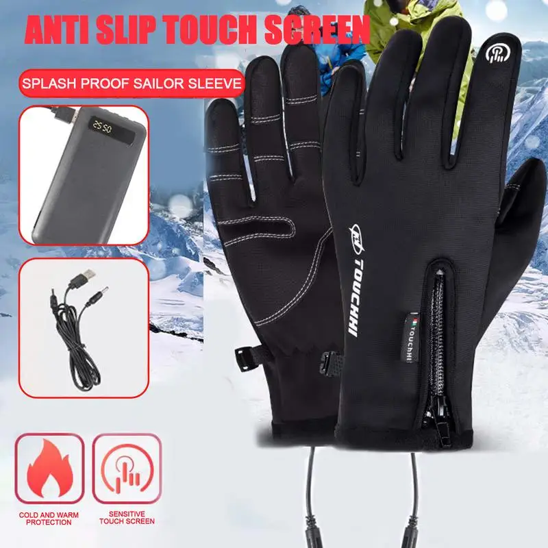 Heated Gloves USB Rechargeable Electric Heated Hand Warmer Waterproof  Touchscreens Winter Thermal Gloves For Fishing Cycling Ski - AliExpress