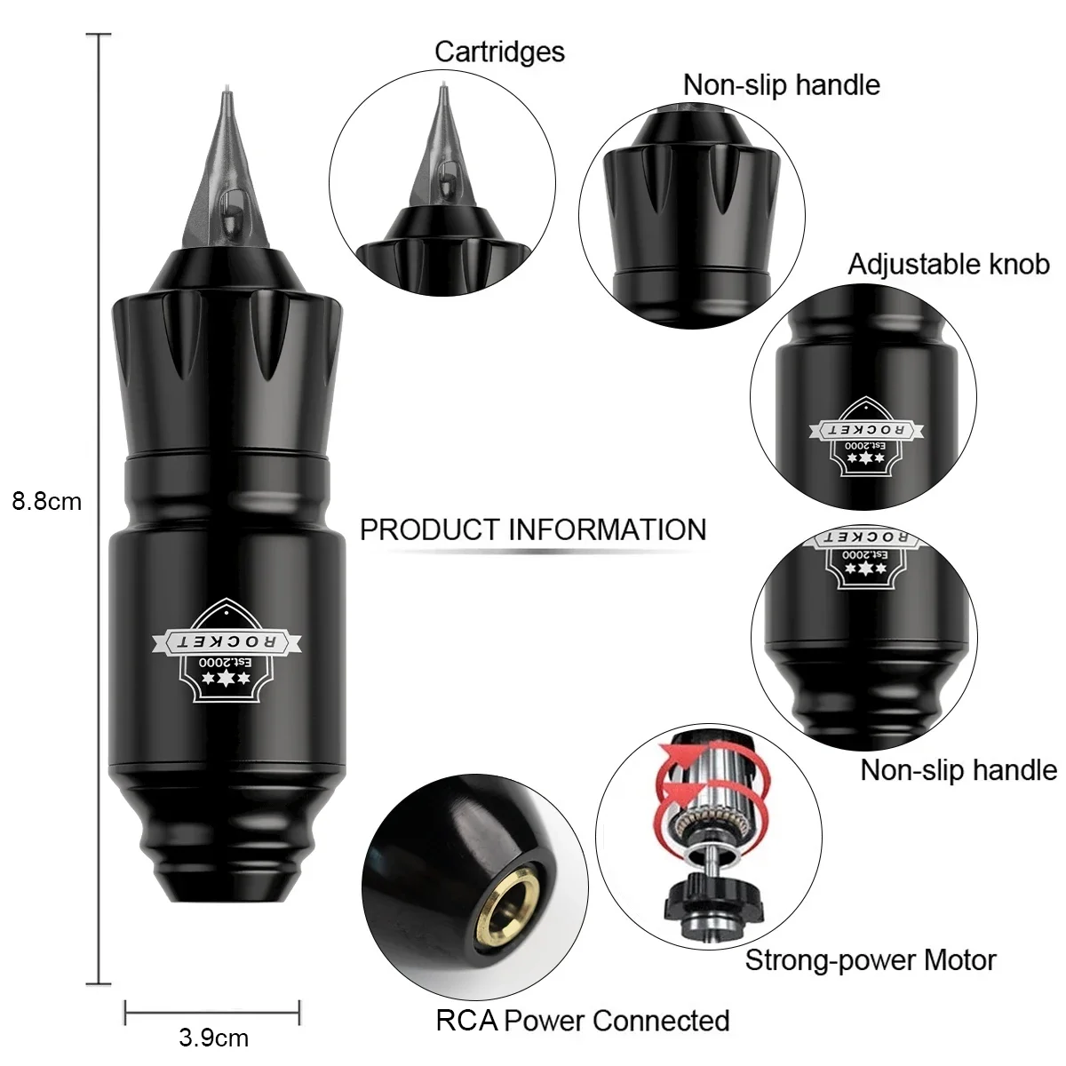 DM Wireless Tattoo Kit Complete Mini Rocket Machine Battery Case Needle Power Ink Rotary Tattoo Pen Permanent Makeup Tattoo Kit 4