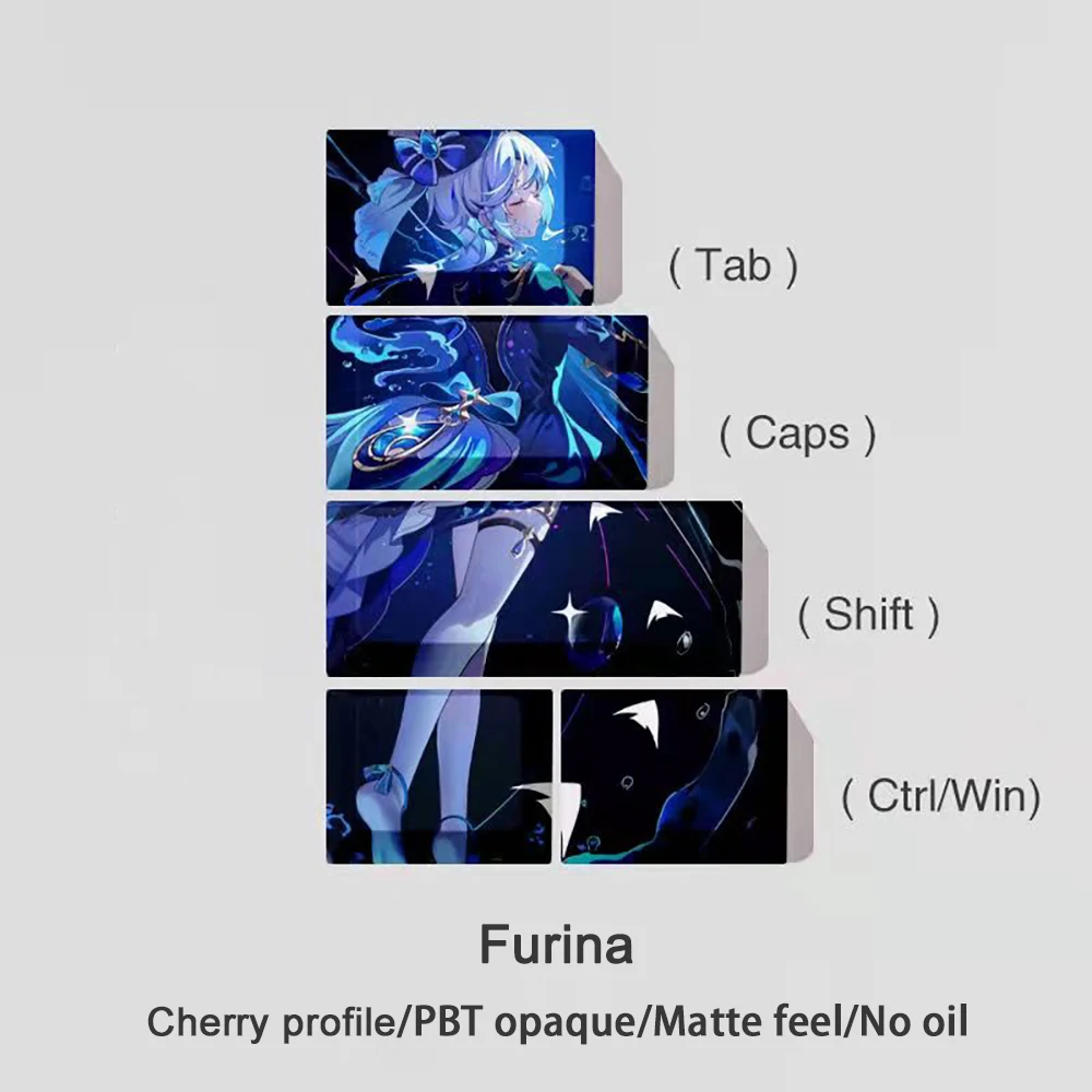 Genshin Impact Key Caps Tab Caps lk Shift Ctrl Win Perfil Cereja Pbt Dye Subbed Anime Cartoon Gaming Keycap Conjunto de Chaves - Imagem 3