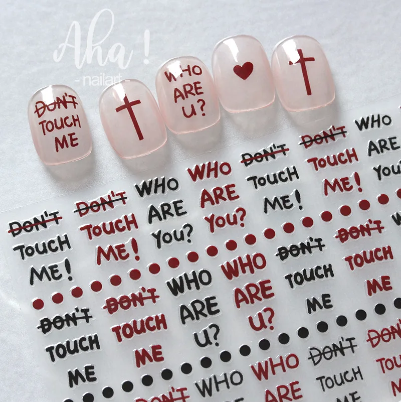 

1Pcs Letter “Who Are You” Nail Art Sticker Self-adhesive Decal Cartoon Simple Sliders Strikes Manicure Decorations Nails Parts