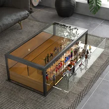  1 Multi-Functional Creative Glass Storage Coffee Table Modern Industrial Wind Net Red Lego Hand-Made Display Cabinet 